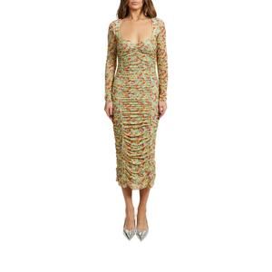 Ganni | Dresses | New Ganni Printed Mesh Dress In Meadow Celadon | Poshmark